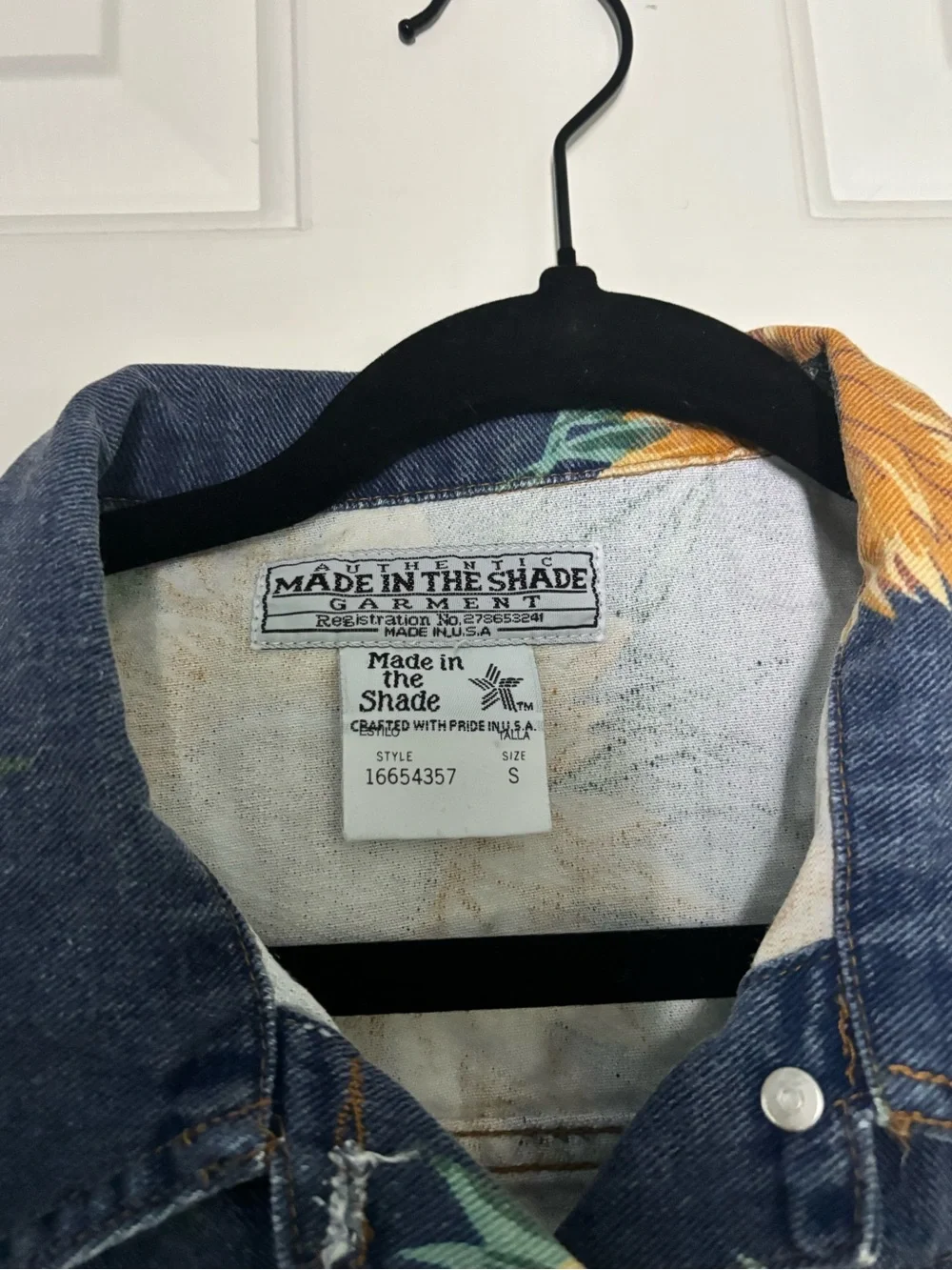Sunflower Print Denim Vest - Blue